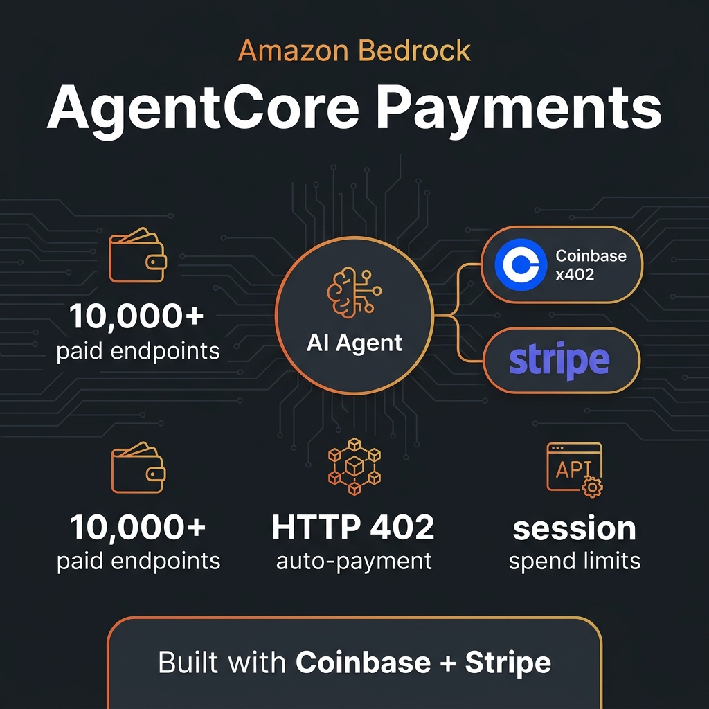 Amazon Bedrock AgentCore Payments — Built with Coinbase and Stripe, 10,000+ Paid Endpoints